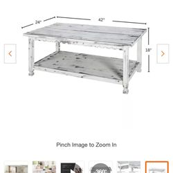 Country Cottage 42 in. White Large Rectangle Wood Coffee Table with Shelf