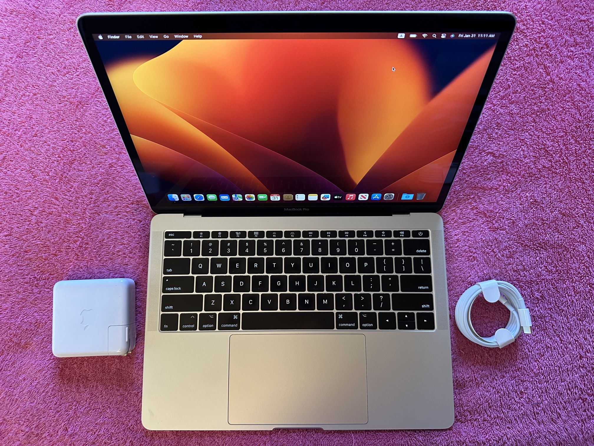 2017 MacBook Pro 13 inch Retina, 2.5 GHz i7, 16 GB RAM, 2TB SSD.