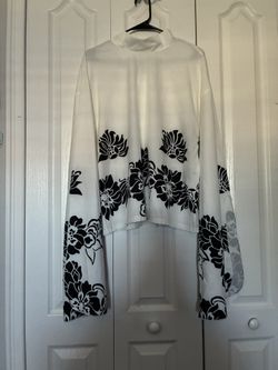 SHEIN White & Black Accented Blouse