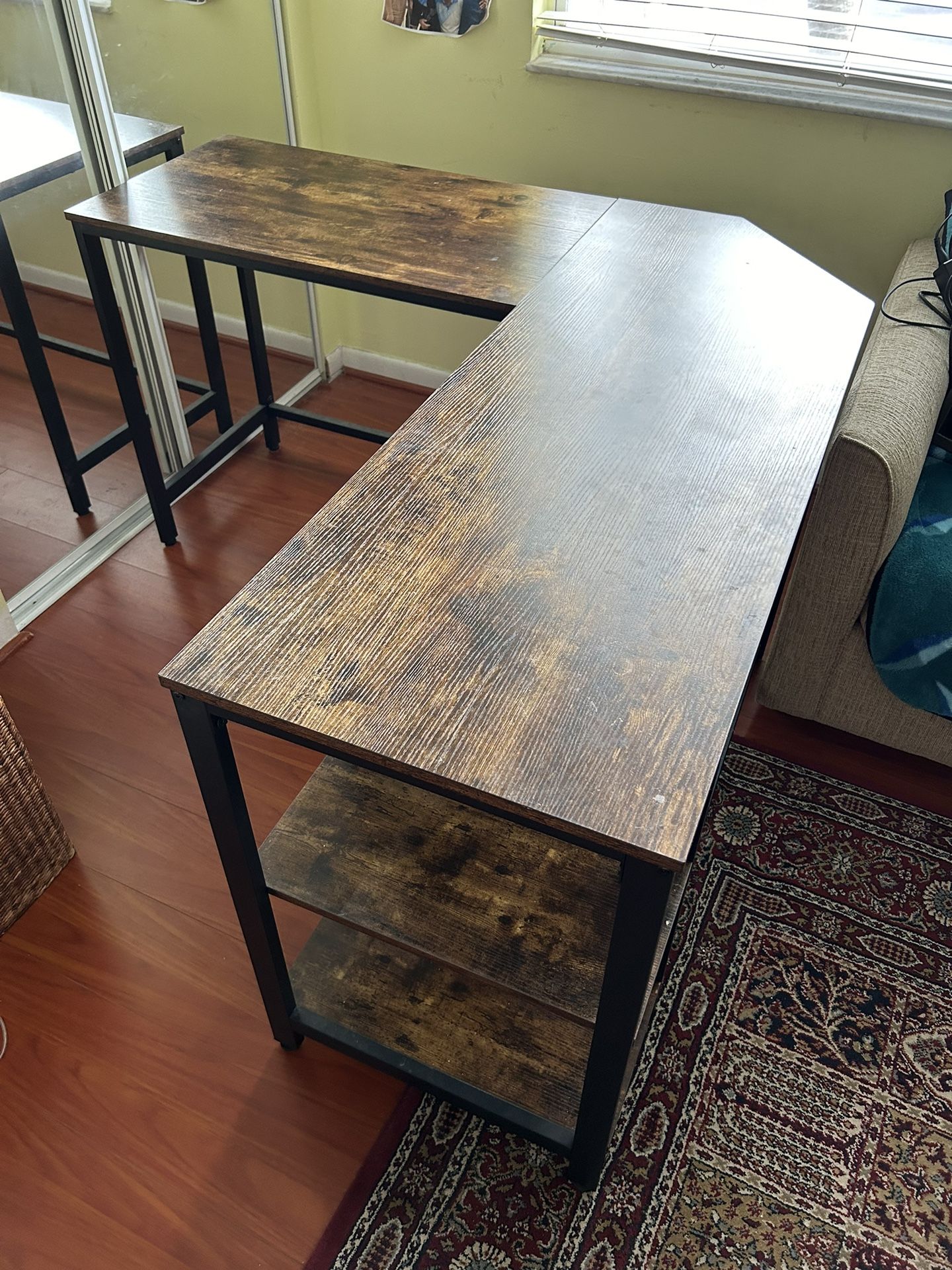 Desk 90 Degree Corner Desk With Two Shelf Shelves