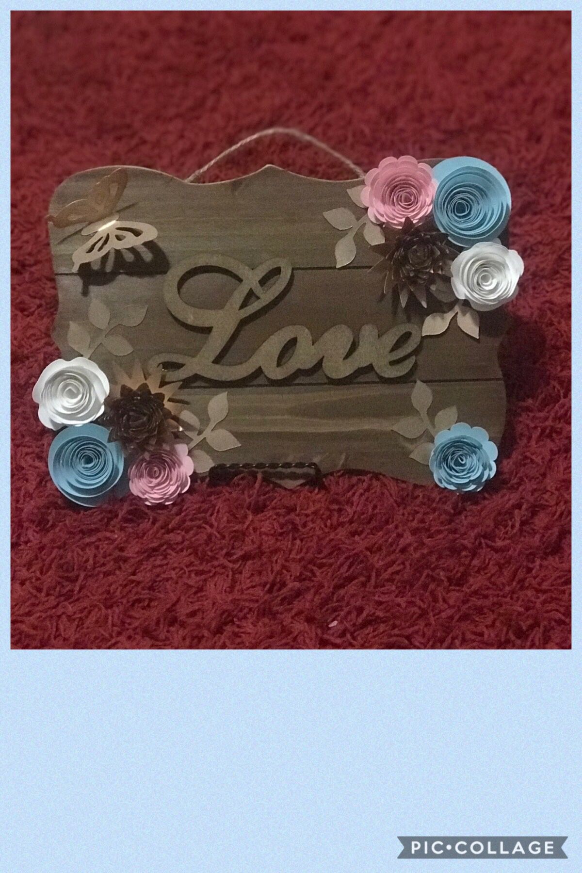 Wood paper flower plaque