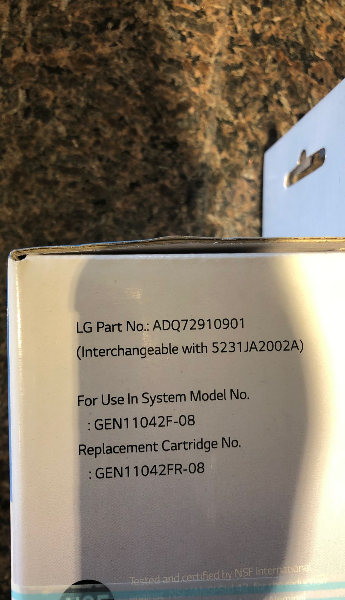 LG in line water filter