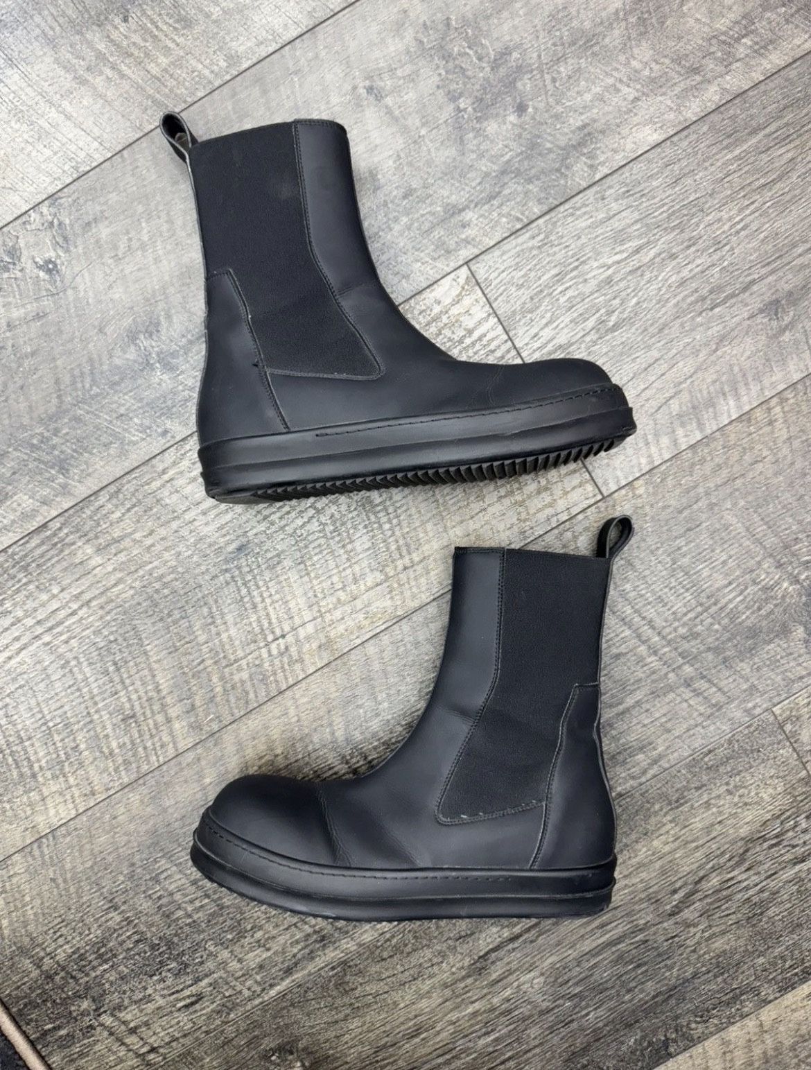 Rick Owen BOZO RUBBER CHELSEA BOOTS BLACK (42)Authentic