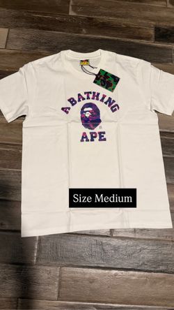 BAPE White T-Shirt Purple Camo - Size M - New