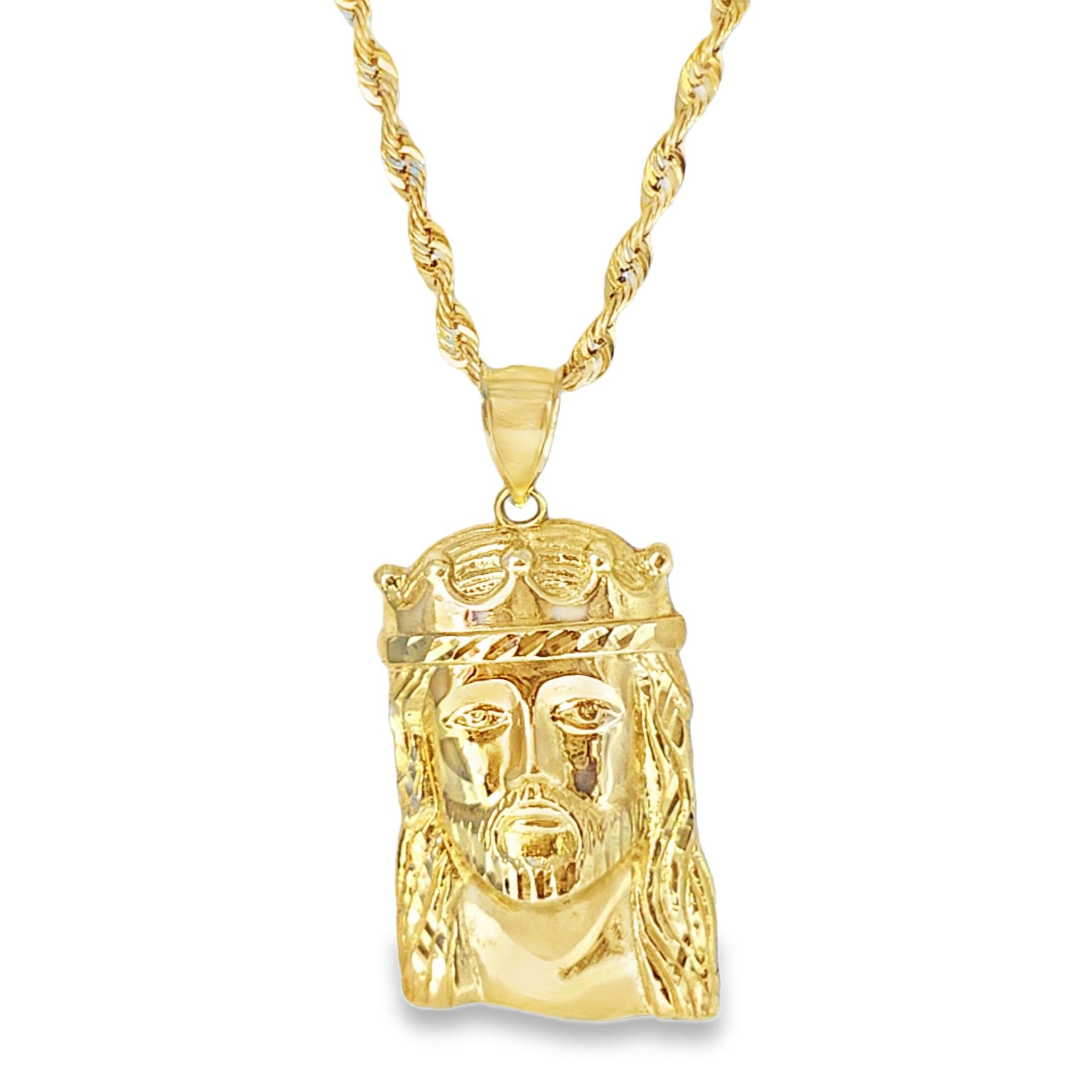 10k Yellow Gold Jesus Crown Pendant