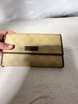 Gucci Vintage Wallet Bifold Long Purse GG Supreme PVC Brown Authentic