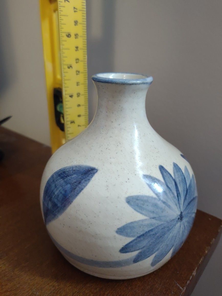 Hand Painted Artisan Pottery Vase Signed