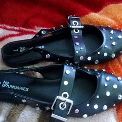Black Studded Flats 