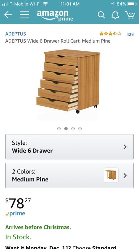 Adeptus Wide 6 Drawer Roll Cart Um Pine For In Whittier 55