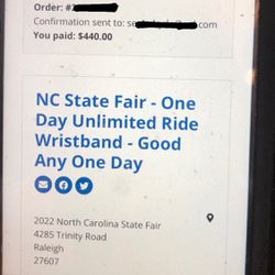 NC STATE FAIR UNLIMITED RIDE WRISTBANDS  Thumbnail
