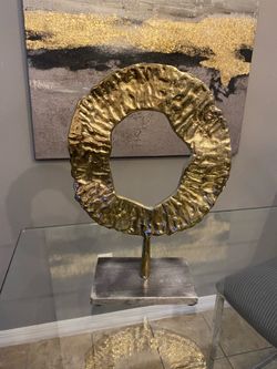 Abstract modern sculpture decor on a marble base