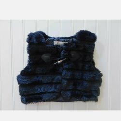 Girls Doe A Dear size 6 Black Faux Fur Vest Toggle Button-- Very Soft!