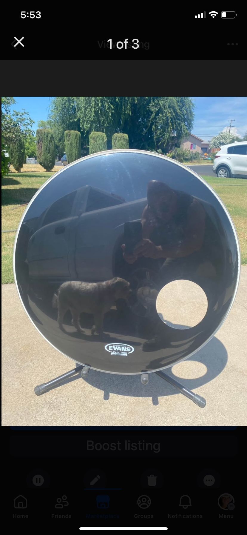Evan’s 22” Front Kick Drum Head.