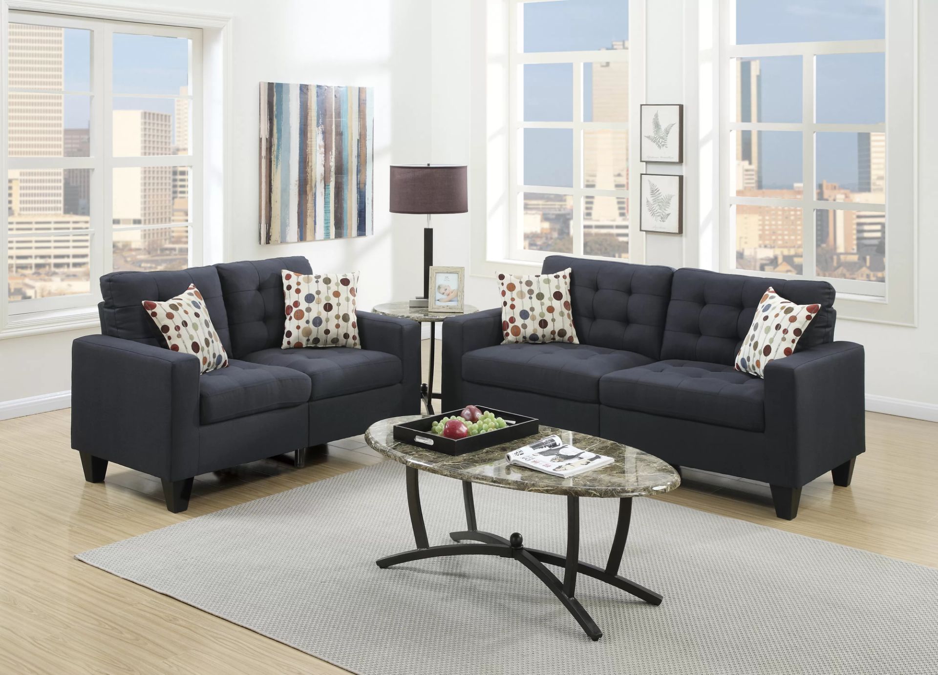 Brand New Black Sofa & Loveseat (Pillows Included)