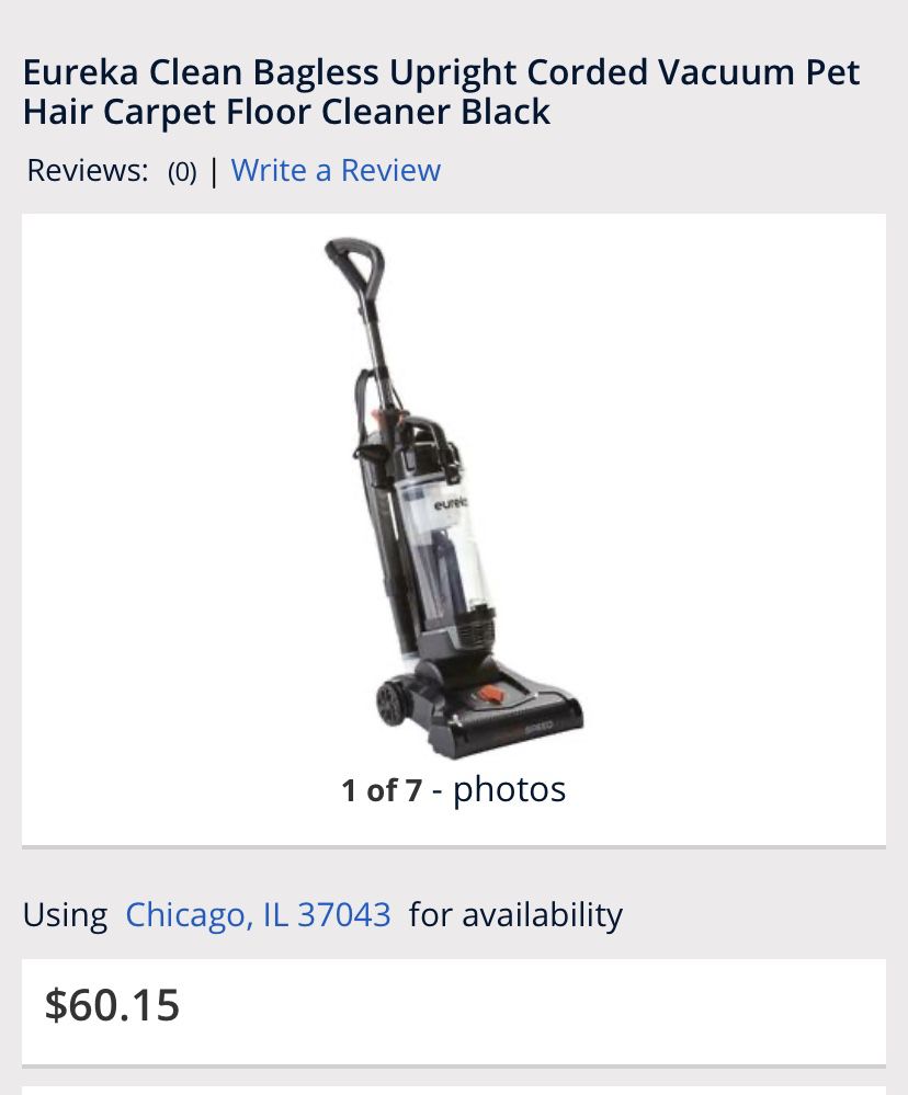 Eureka Clean Bagless Upright Corded Vacuum Pet Hair Carpet Floor Cleaner Black