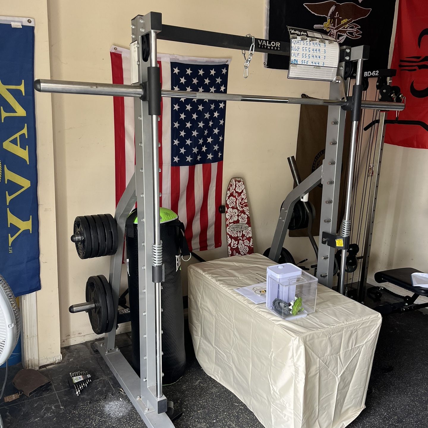 Valor Fitness BE-11 Smith Machine Squat Rack with Olympic Plate