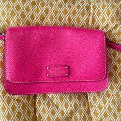 Kate Spade Hot Pink Wellesley Fynn Leather Crossbody Bag
