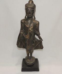 18” Hand Carved Wooden Standing Buddha