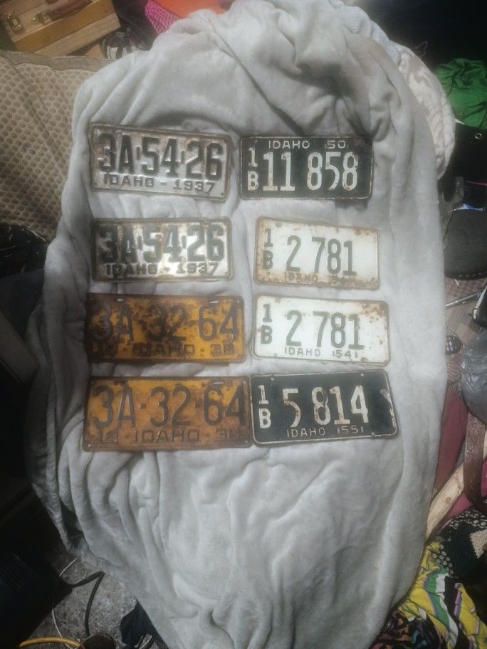 Vintage Idaho Plates 1936,37,50,54,55