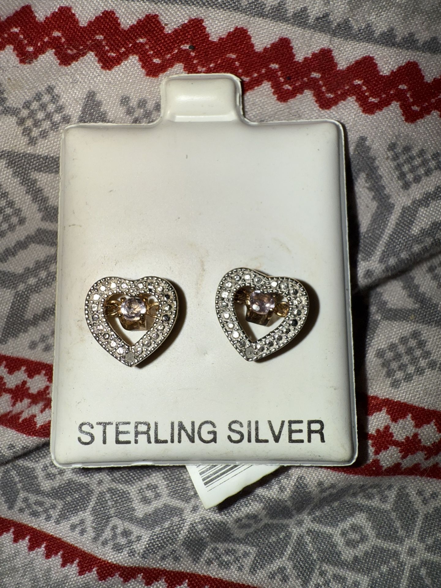 GORGEOUS Brand New 14K/Sterling 1 TCW Natural Amethyst and Diamonds Heart Earrings!