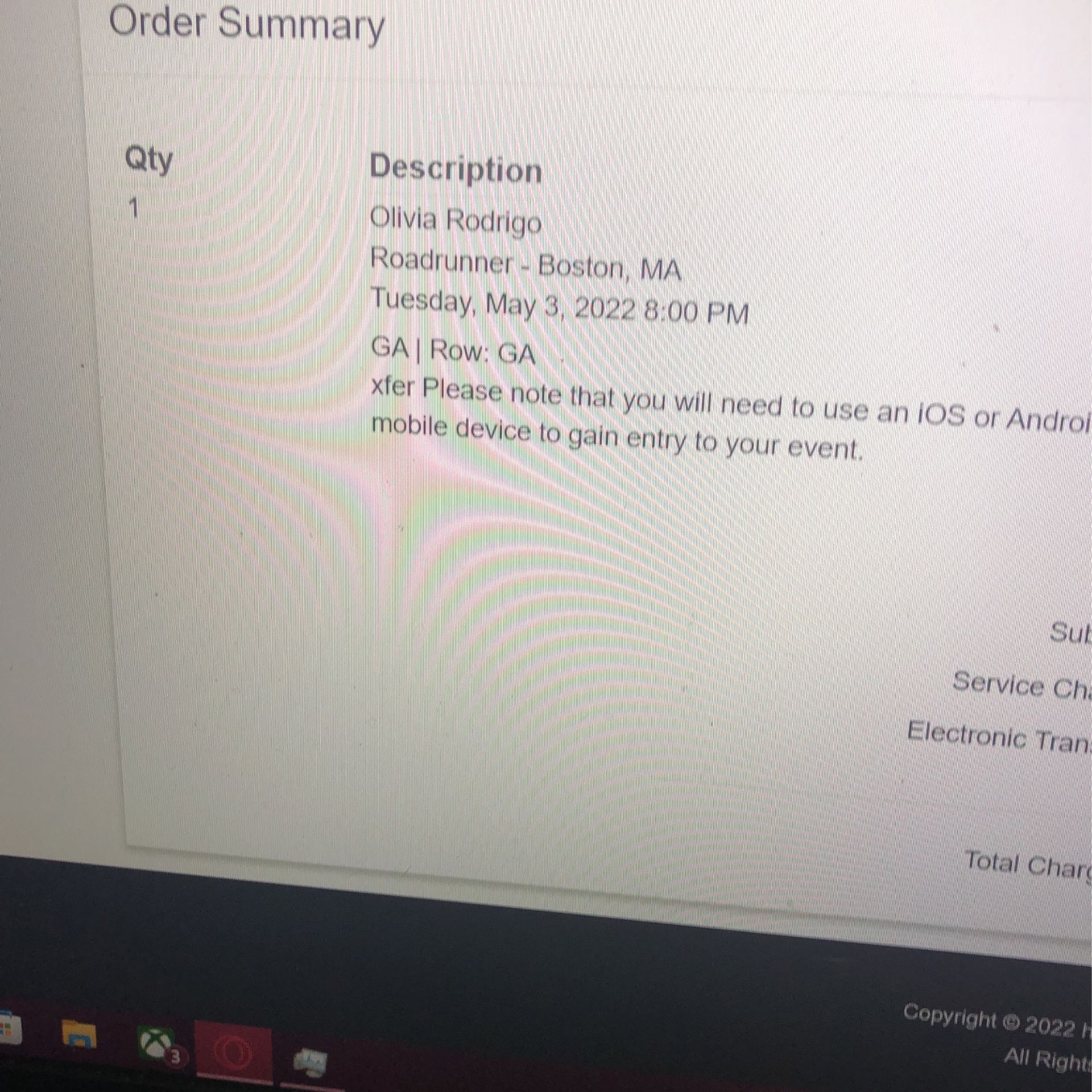 Olivia Rodrigo SOUR Tour Ticket