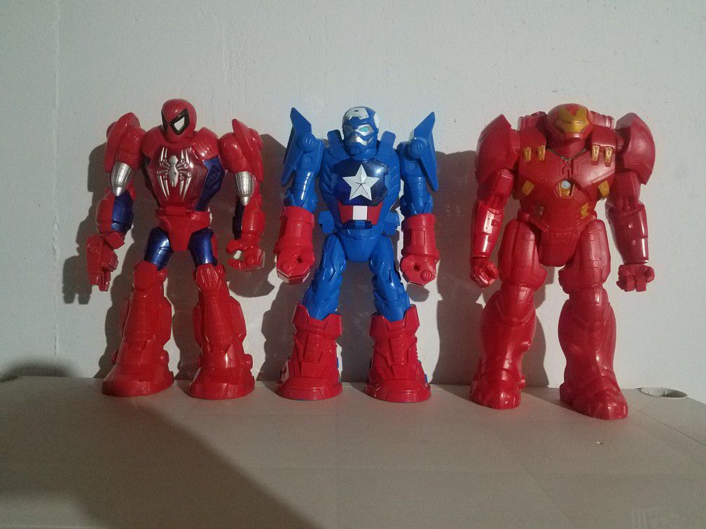 12" Marvel Spiderman, Ironman & Captain America