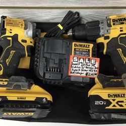 Dewalt 20V Max XR Brushless 1/2” Hammer Drill & Impact Driver W/ 2 4.0 Batt. & Charger 