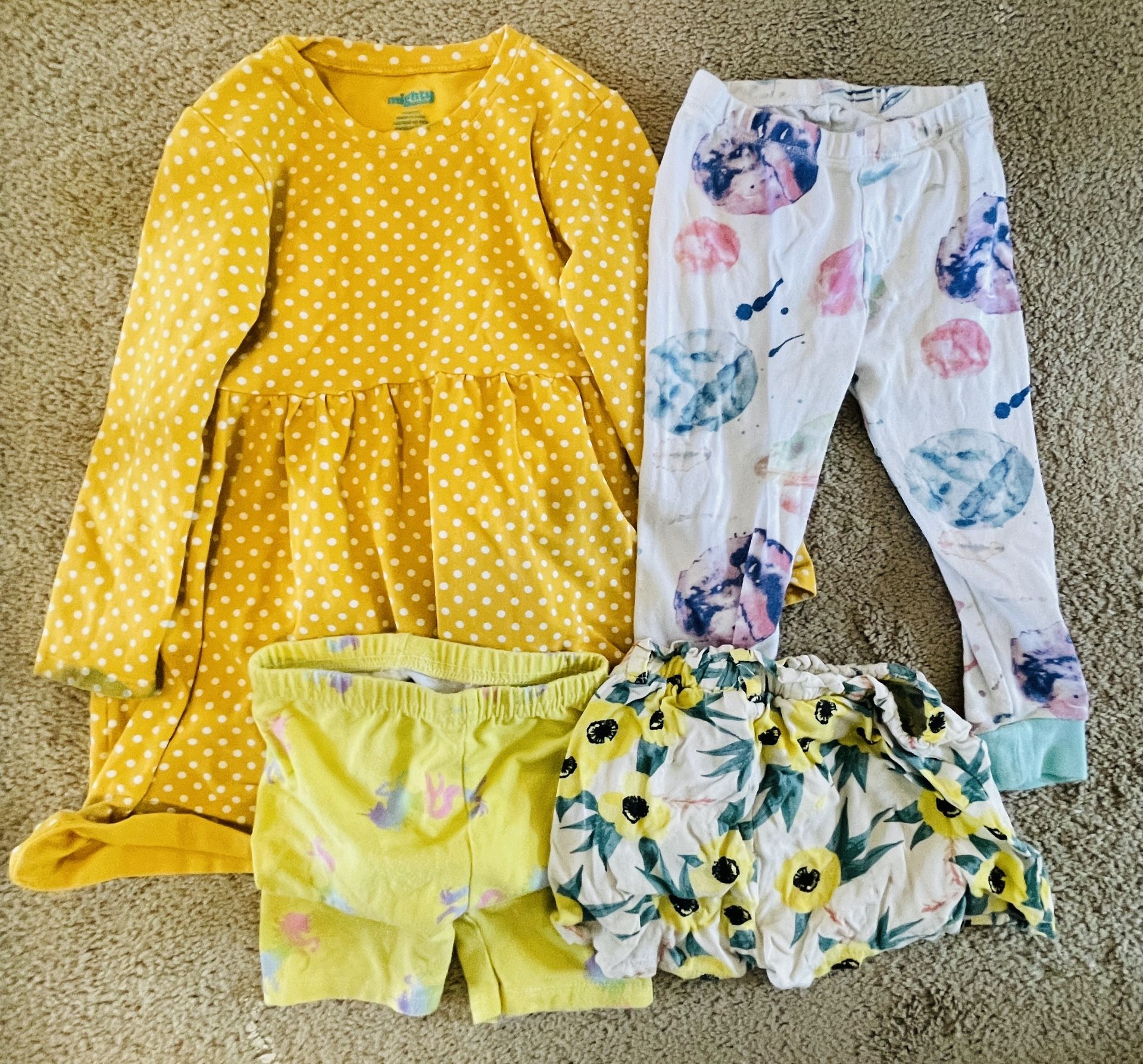 4 Pack Assorted 2T Girl's Bundle (Dress, PJ Pants, & Shorts)