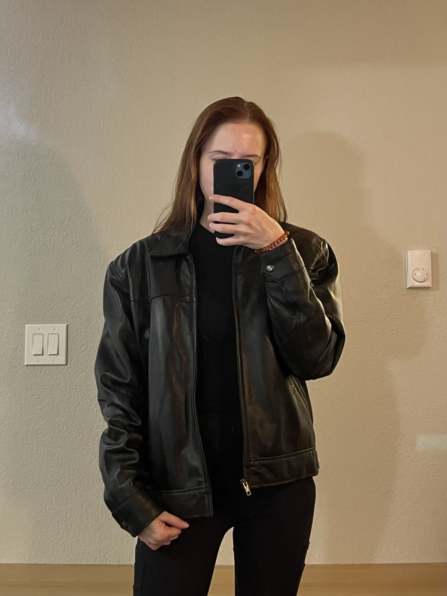 Vintage Genuine Lambskin Leather Jacket (black, S)