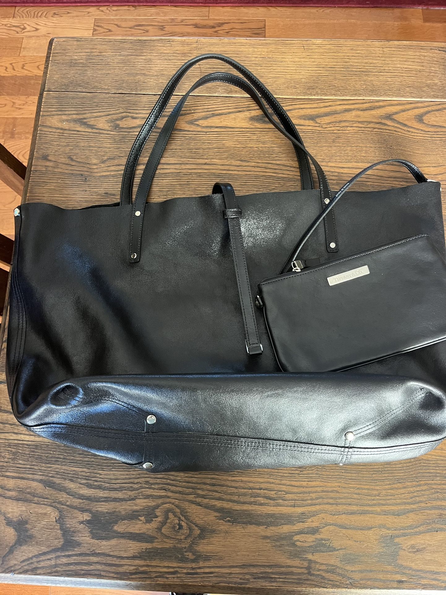 New Tiffany & Co Leather Suede Reversible Tote With Small Purse