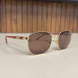 Gucci Gold Burgundy Brown Sunglass