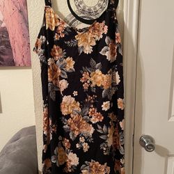 Torrid Plus Size Womens sleeveless blue/Orange Floral Dress size 2X pre-owned.