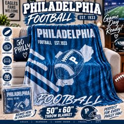 Philadelphia Football Throw Blanket 50x60 Blue Philly Fan Soft Plush New