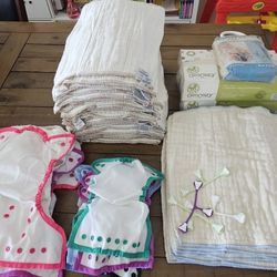 Newborn Plus Lot Of Prefold Diapers