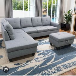 New Sectional Couch With Storage Ottoman 