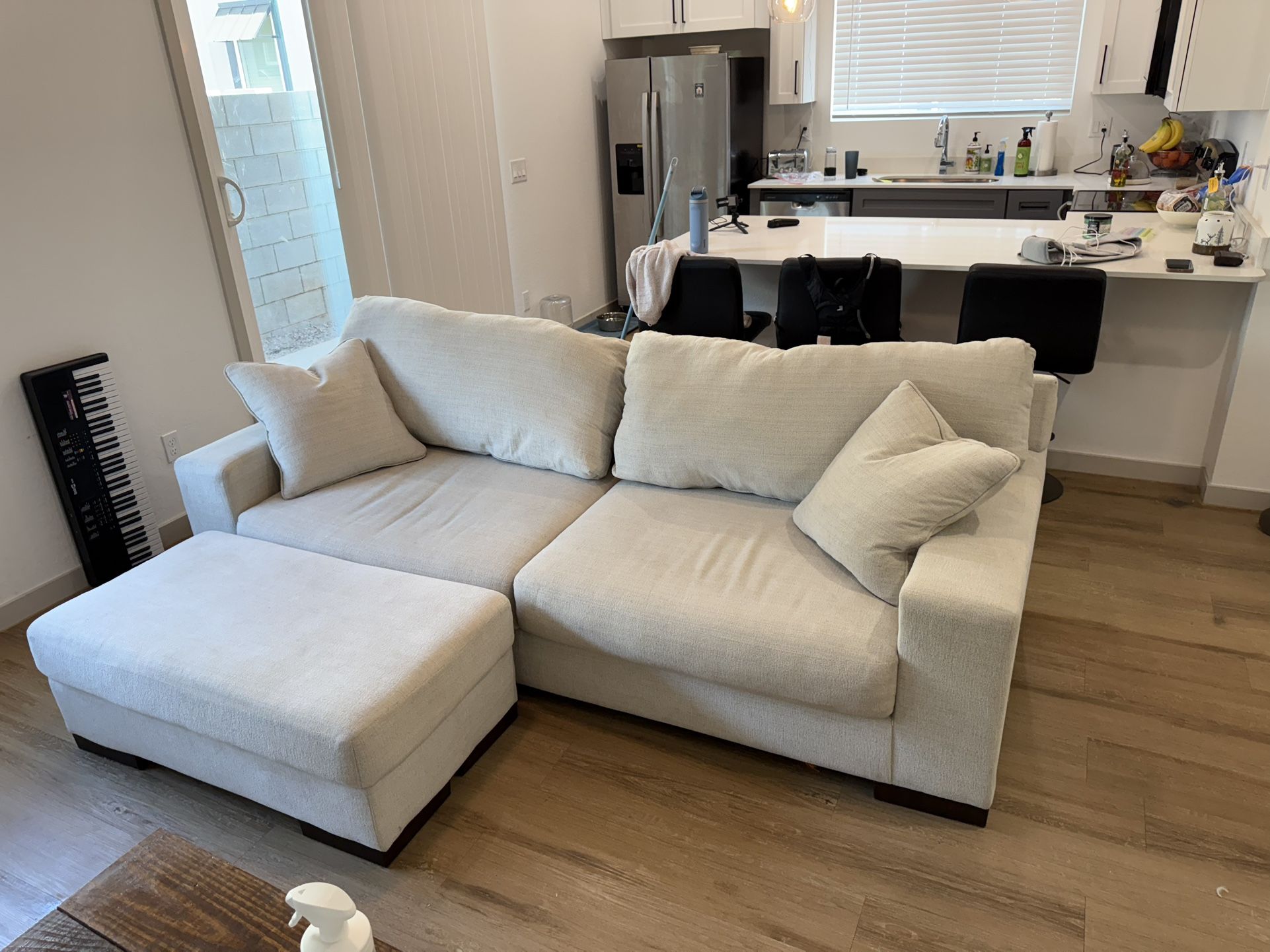 White Couch and Ottoman
