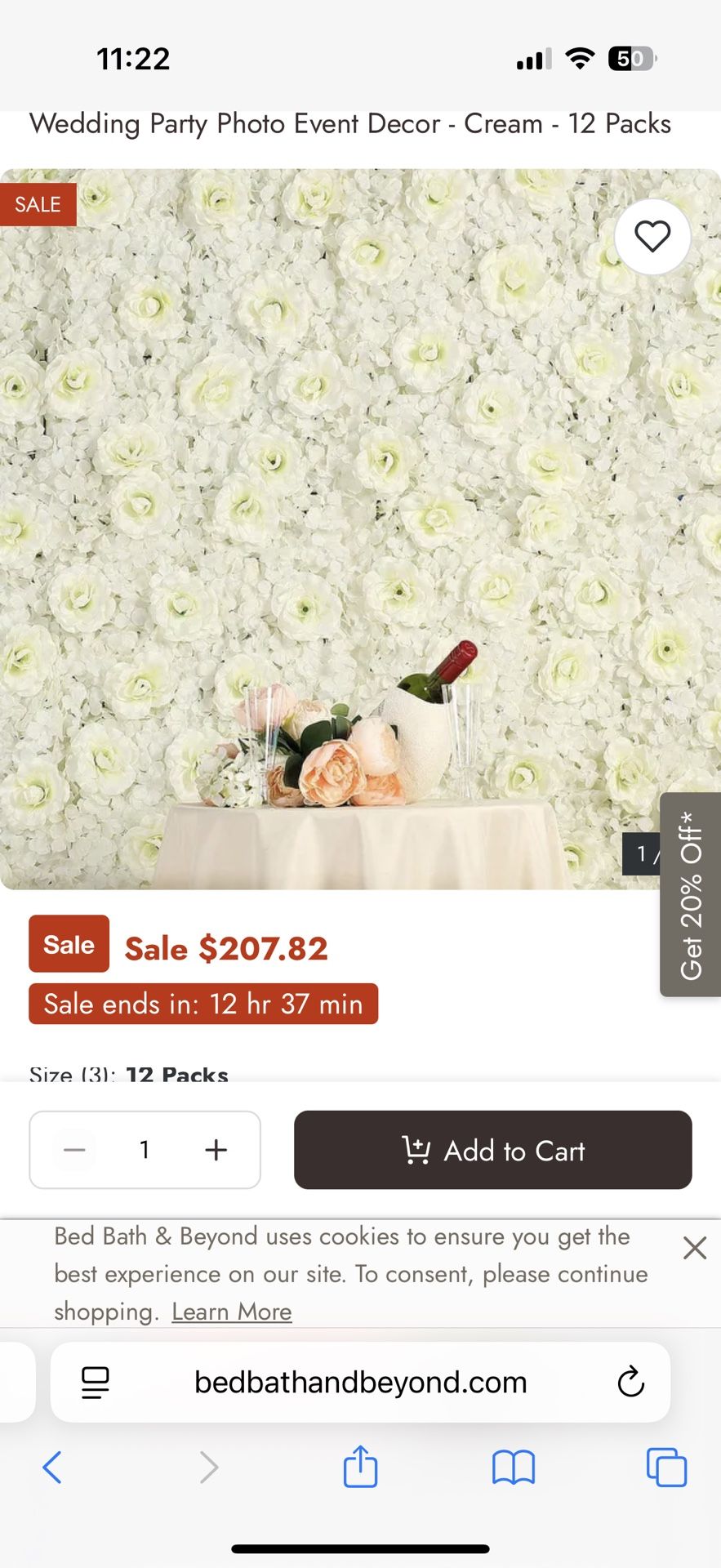 Artificial Flowers Backdrop Hydrangeas Rose Backdrop Cream 12 Pcs
