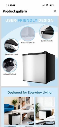 Feelfunn 1.1 Cu.ft Mini Freezer, Small Upright Freezer, Stainless Steel -7.6°F-6.8°F, 7 Temp Settings, Removable Shelf, Reversible Door, 360°Uniform C