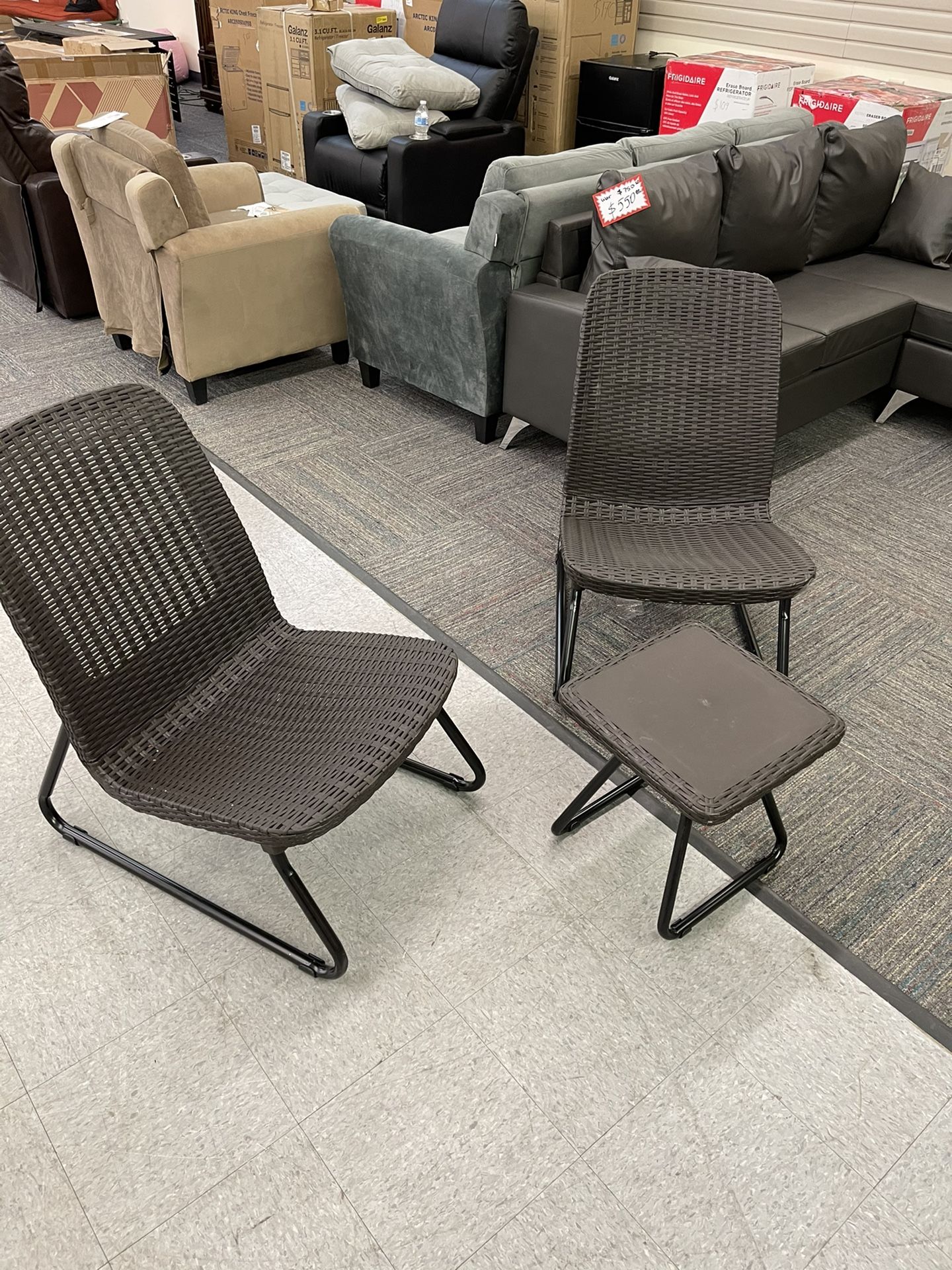 Keter Resin Wicker Patio Furniture Set with Side Table and Outdoor