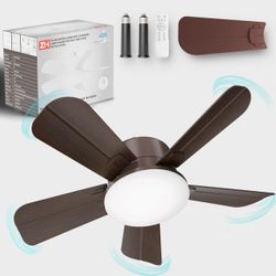 Socket Fan Light - Ceiling Fans with Lights and Remote, 17in Small Ceiling Fan with 6-Speeds, Definite time, Dimmable LED, E26/E27 Base, for Bedroom, 