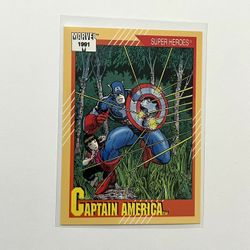 Captain America 1991 Marvel Impel Card #54 Super Heroes (NM) 