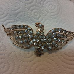 Brass Antique With Clear Rinestones Eagle Broach