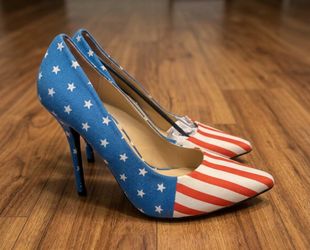 American Flag Patriotic Stiletto Pumps - Size 10