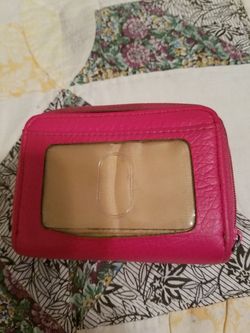 Pink Wallet for ID and cards. Accordion pocket inside