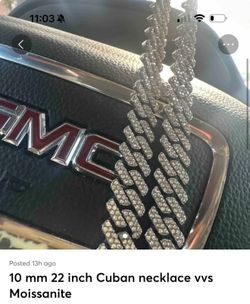 Vvs Moissanite 10mm 22inch chain Cuban link