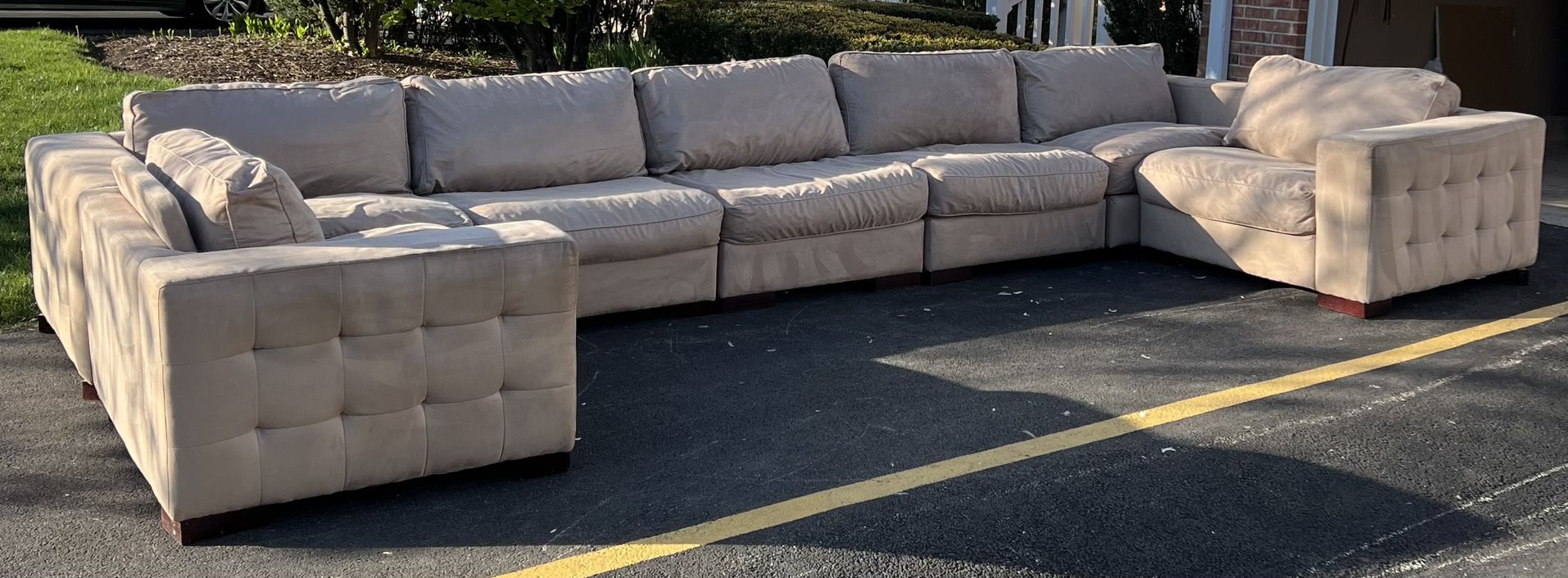 Very Large Adjustable Beige/Cream Sectional Couch Set + Couch/Loveseat 