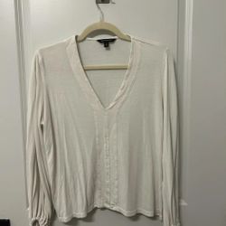 Banana Republic V-Neck Drapey Top – Women’s Small, Ivory
