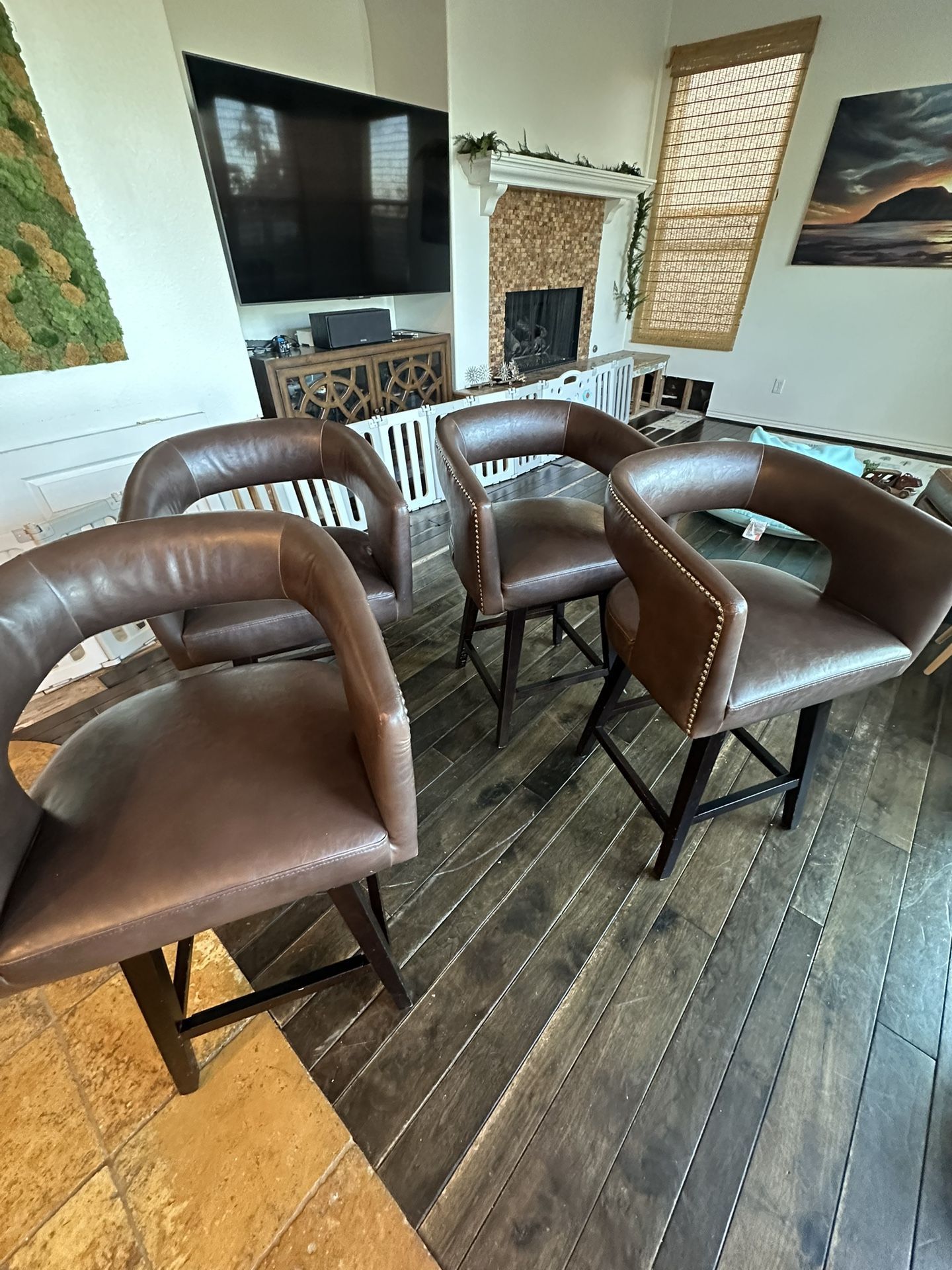 Counter/Bar Stools (4) Swivel - Espresso Brown - $500