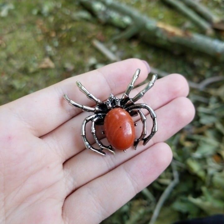 Red Jasper Spider Broach, Hat Pin