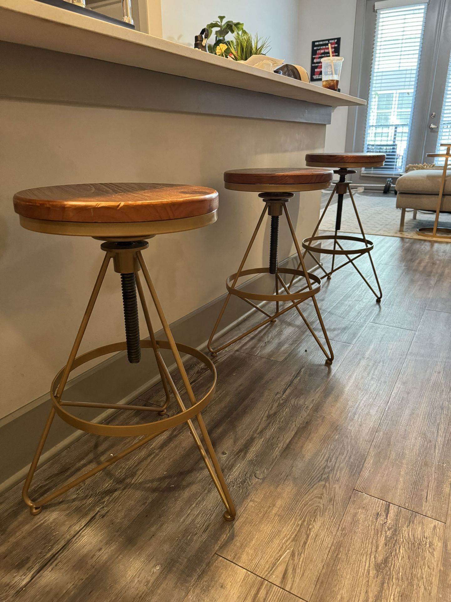 3 Industrial Bar stools
